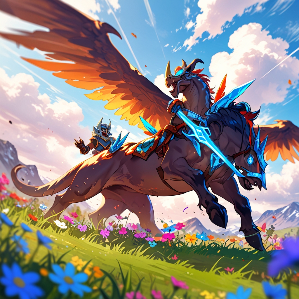 Powerful female warrior Freyja displays her formidable strength and commanding presence, embodying the dramatic essence of the legendary red lion fighter